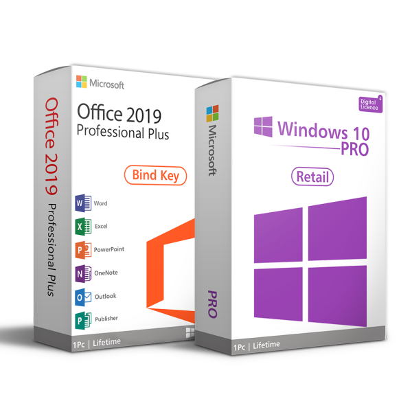 Windows 10 Pro Retail + Office 2019 Pro Plus Bind key Combo